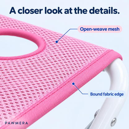Close-up of open-weave pink mesh and bound fabric edge — AI illustration