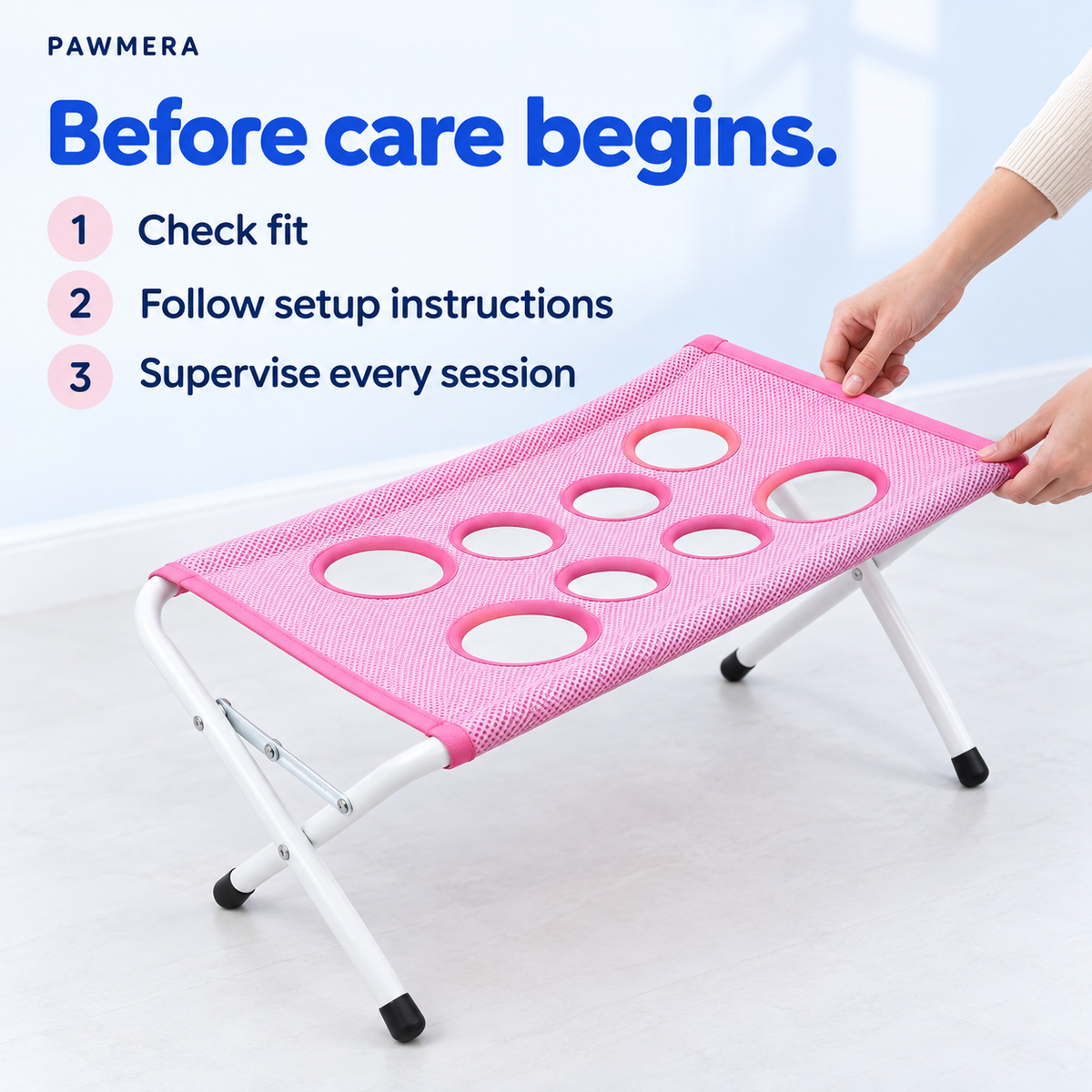 Check fit, follow setup instructions and supervise every session — AI illustration