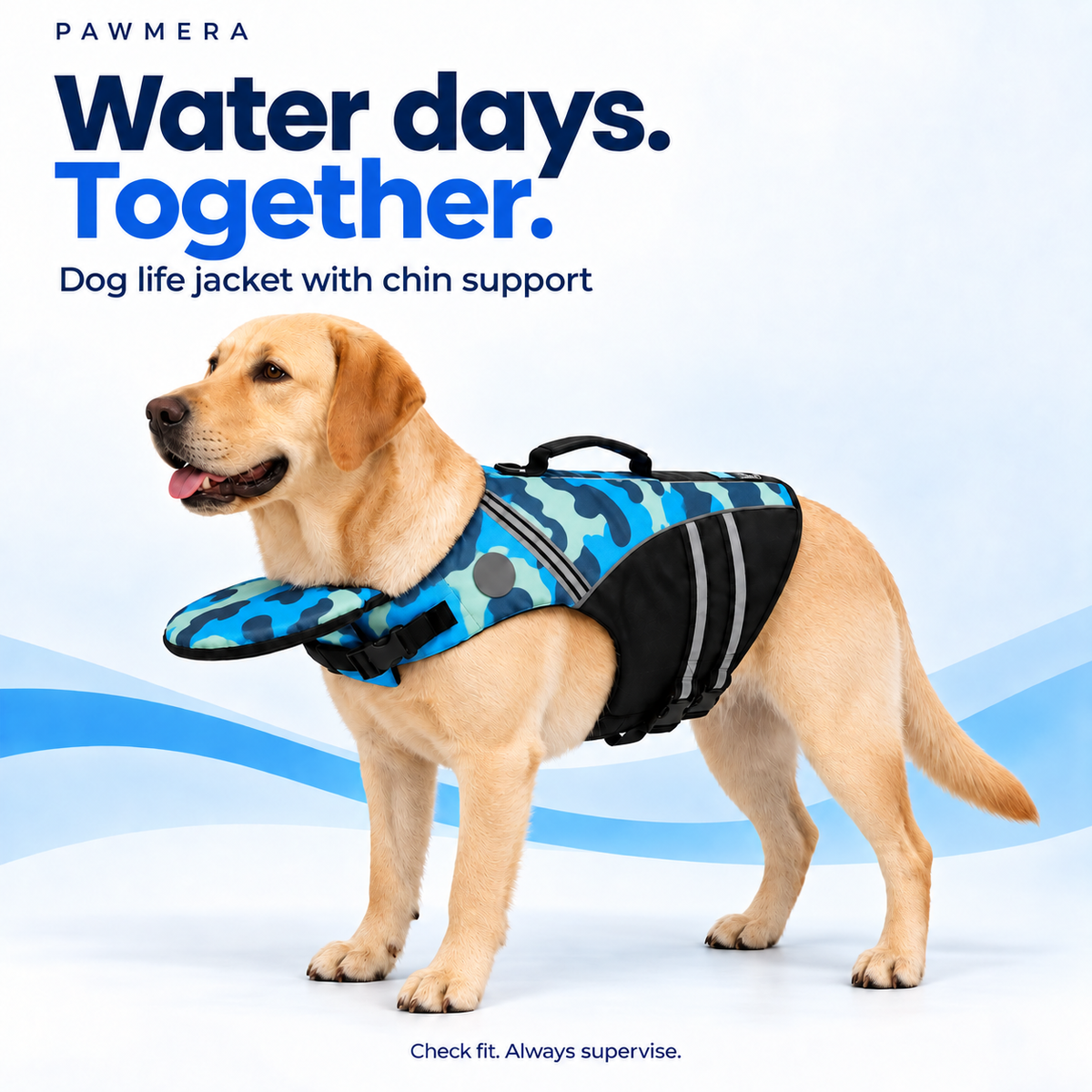 CoveTail dog life jacket by Pawmera — blue camo